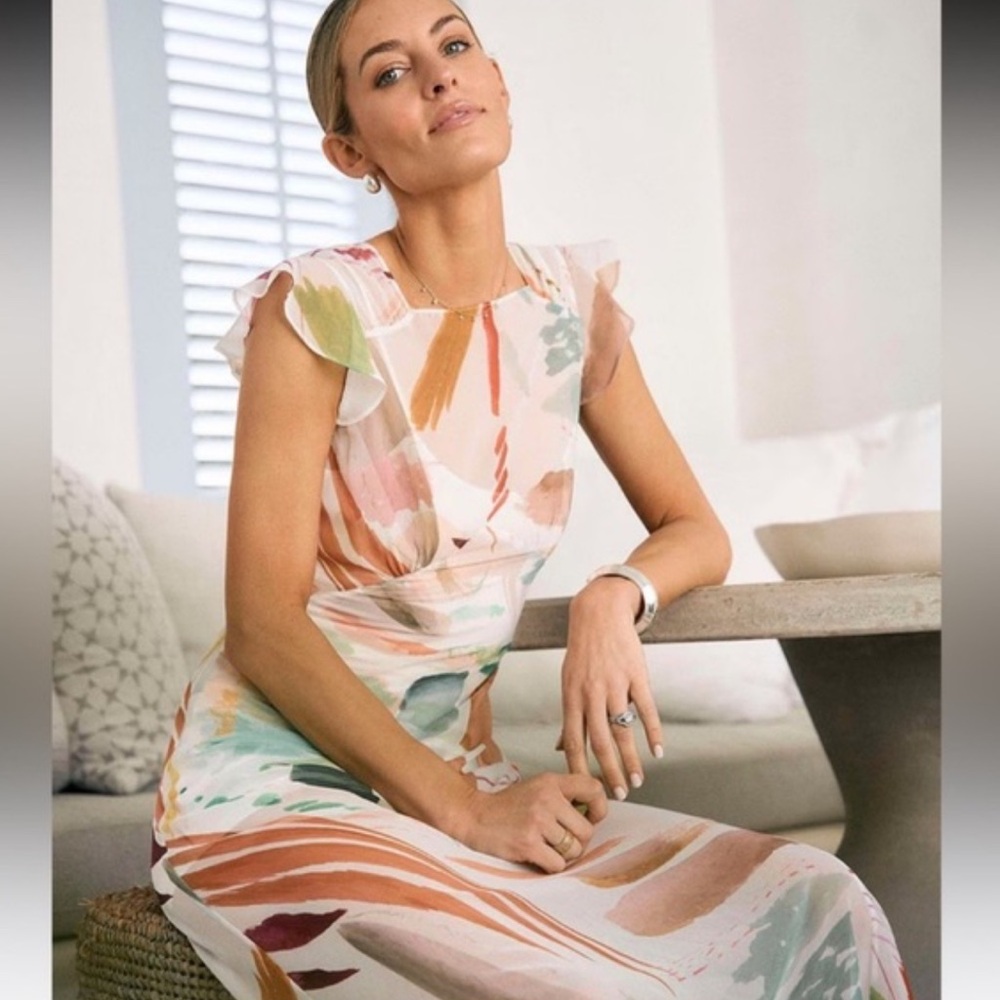 NWT Antonio Melani x M.G. Style Mal Paint Streak Maxi Dress Sz 6 - Picture 3 of 11